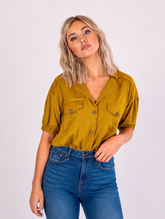 Free People Tops - Free People So-fari Utility Linen Blend Bodysuit in Alchemy, SZ S EUC!